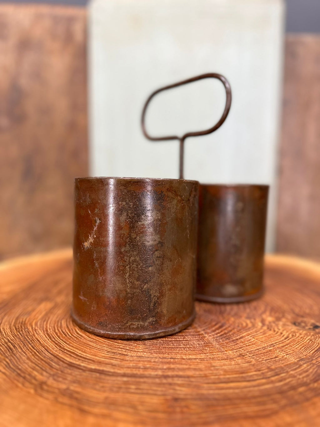 Vintage Double Pot Planter and Storage Tin