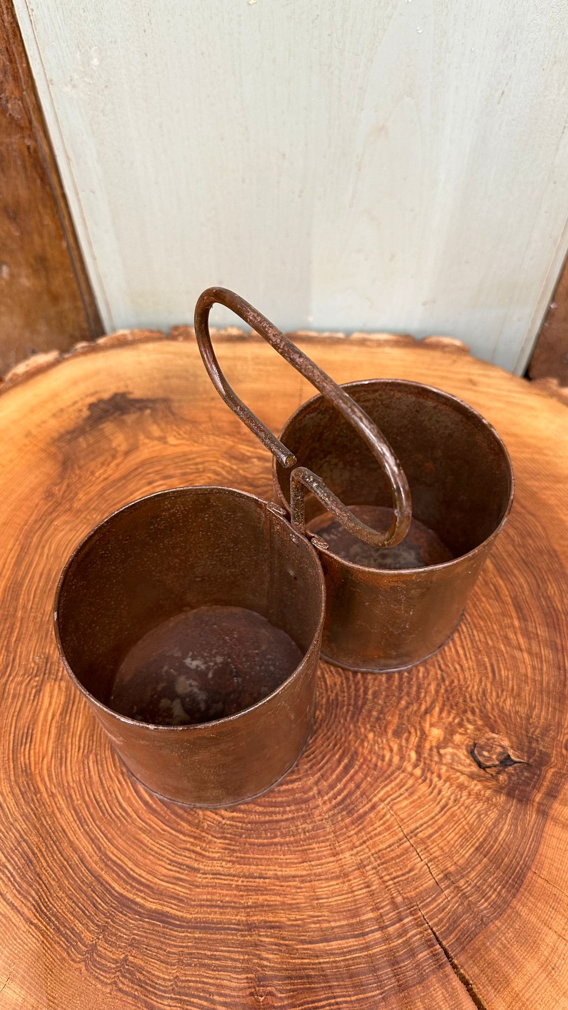 Vintage Double Pot Planter and Storage Tin
