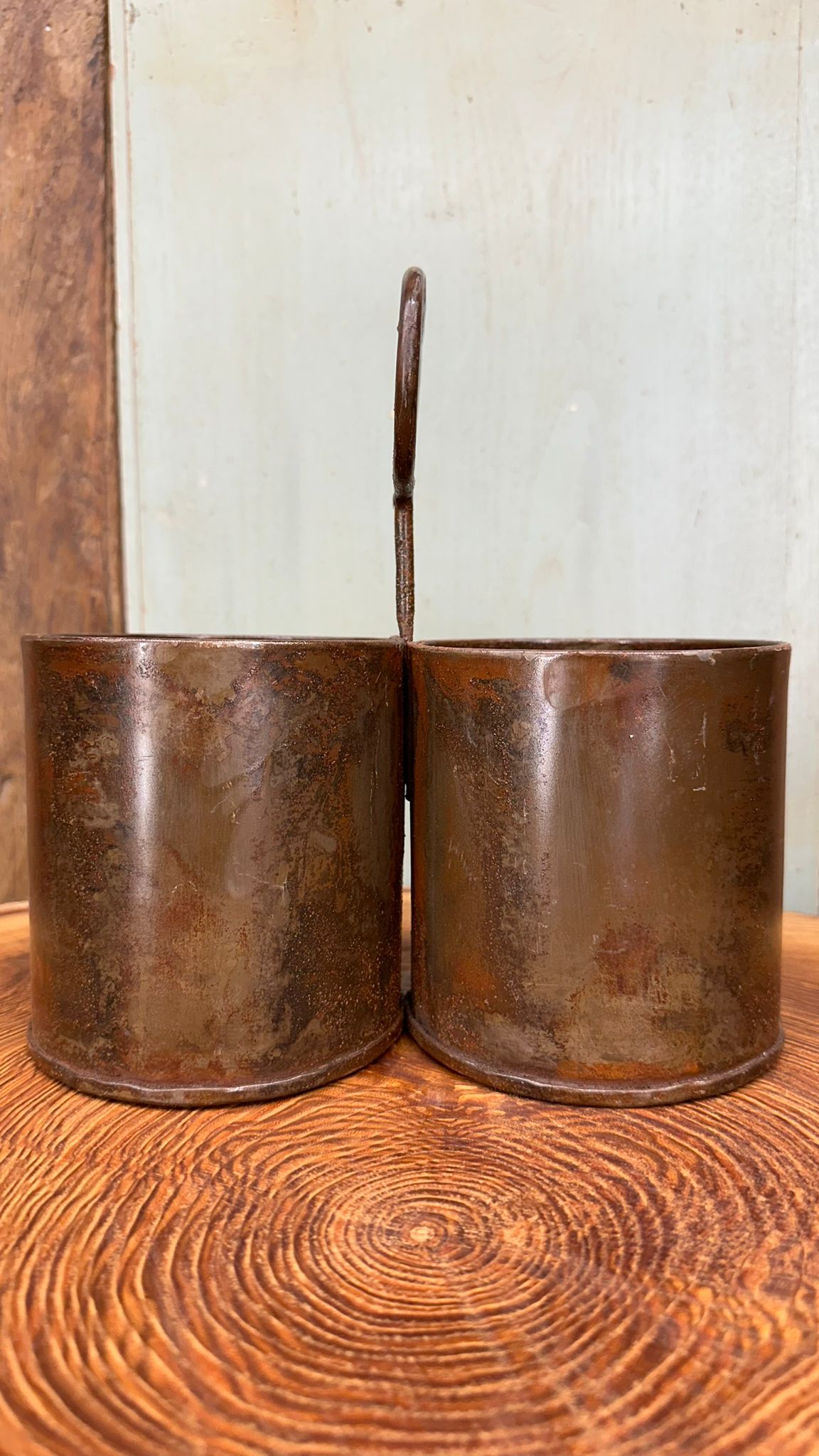 Vintage Double Pot Planter and Storage Tin
