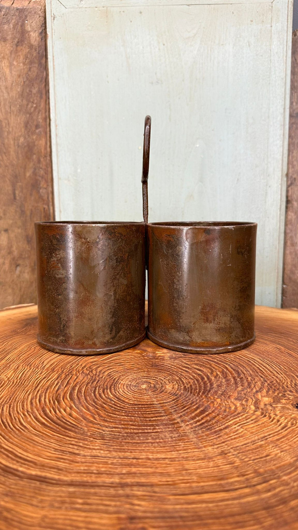 Vintage Double Pot Planter and Storage Tin
