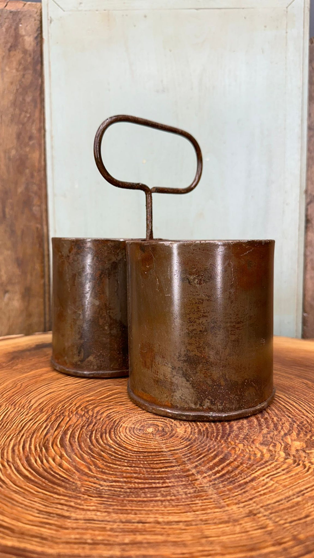 Vintage Double Pot Planter and Storage Tin