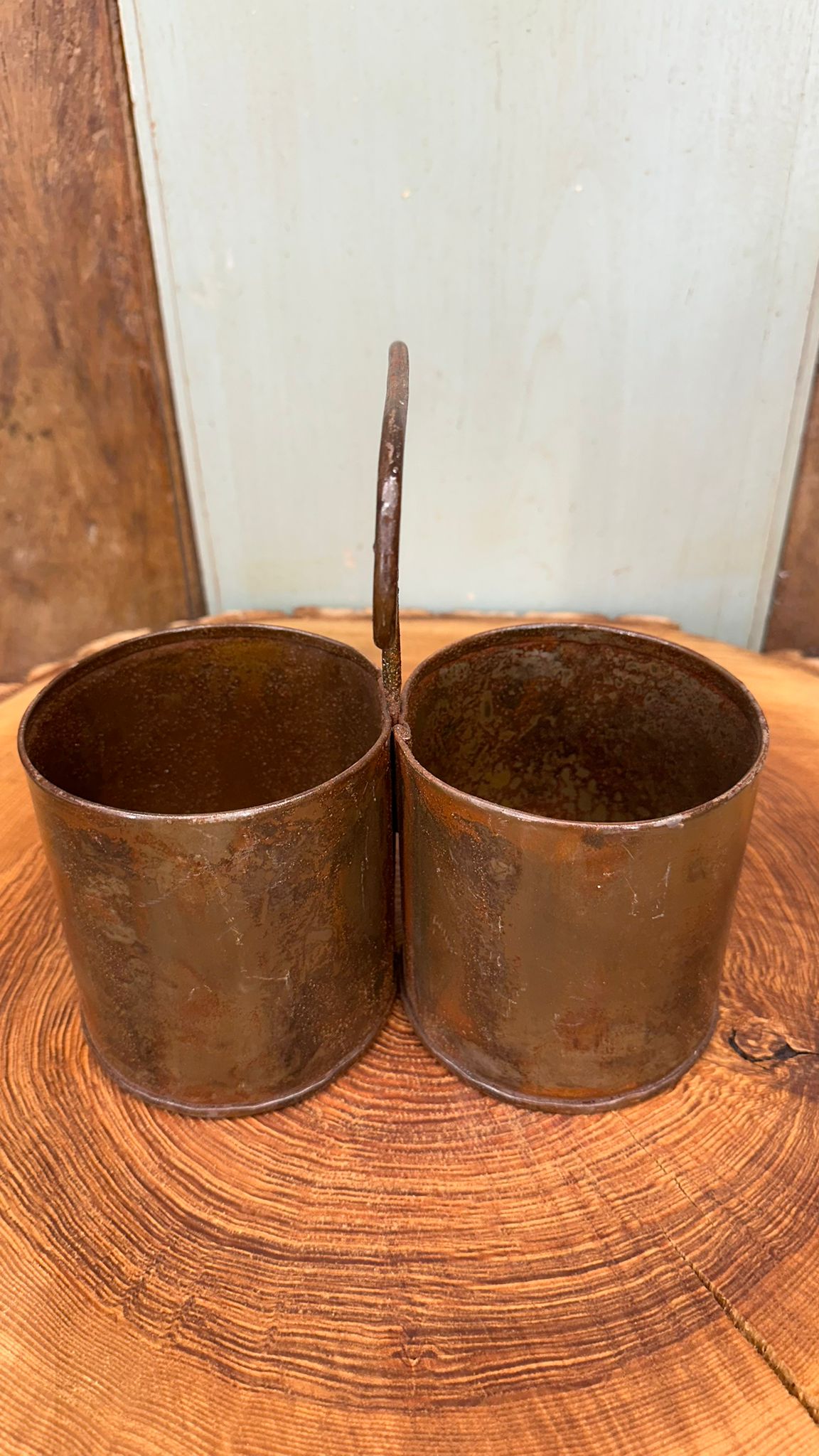 Vintage Double Pot Planter and Storage Tin