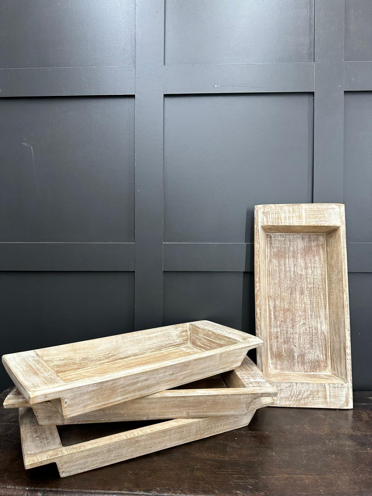 Rustic Wooden Serving Bowl and Bread Board Tray