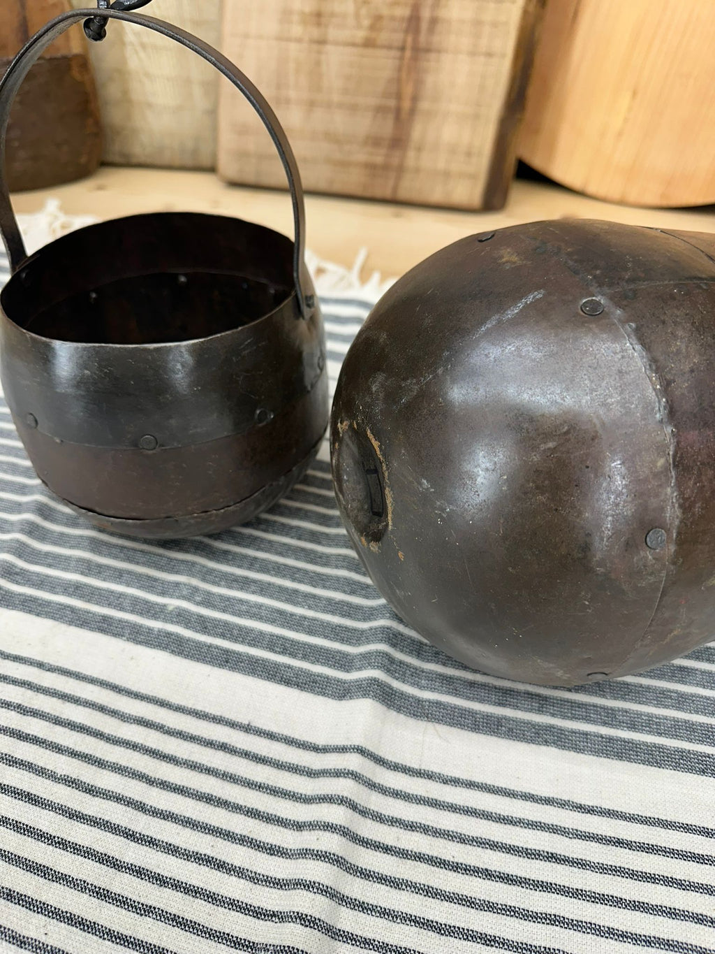 Pair of Iron Hanging Plant Pots