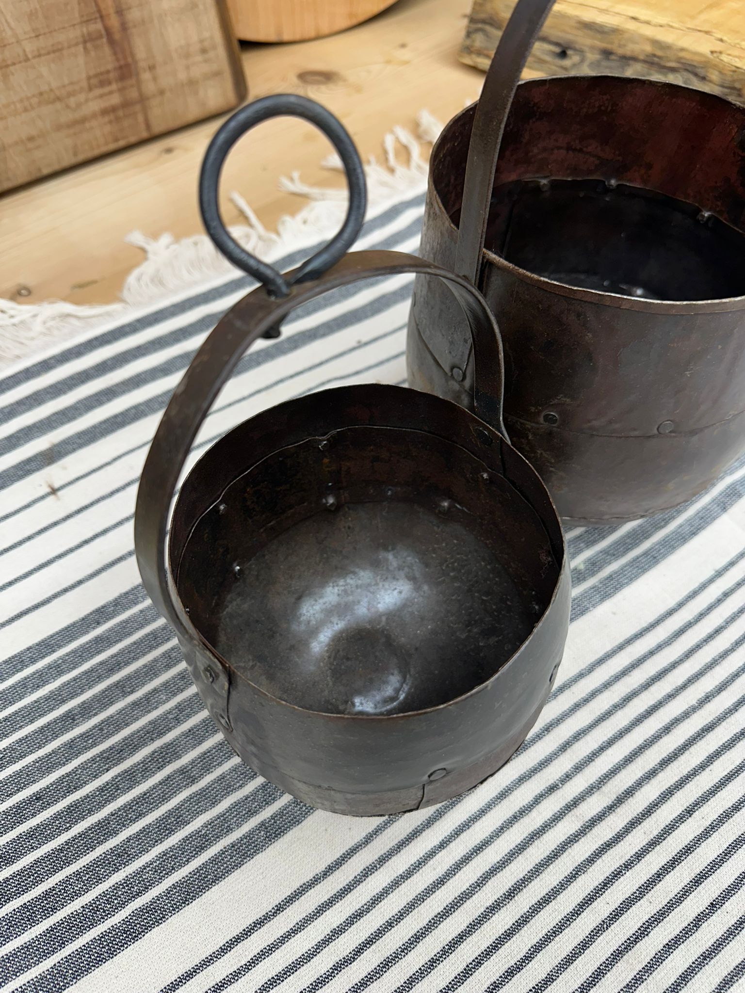 Pair of Iron Hanging Plant Pots