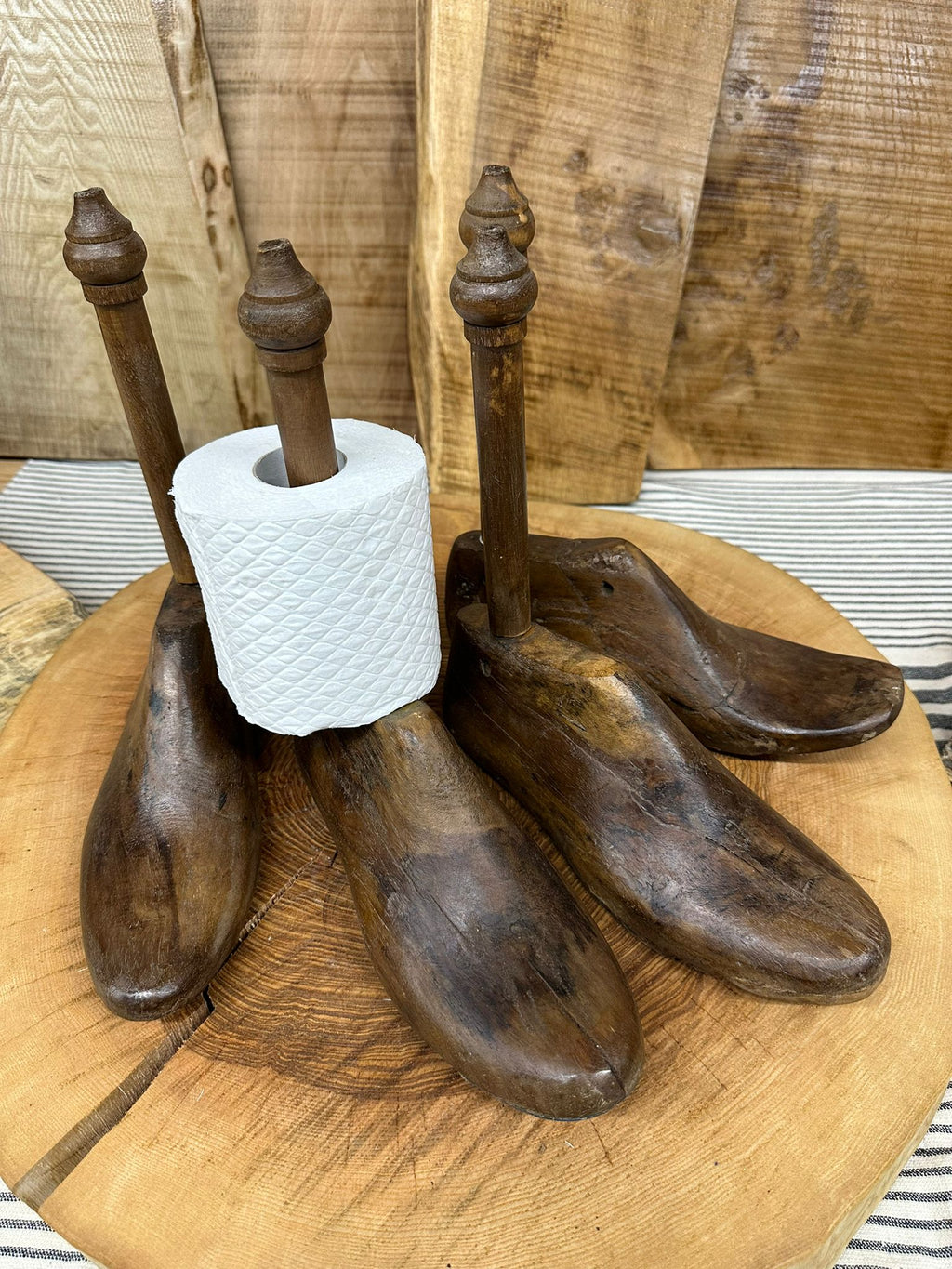 Vintage Wooden Shoe Stretcher and Paper Roll Holder