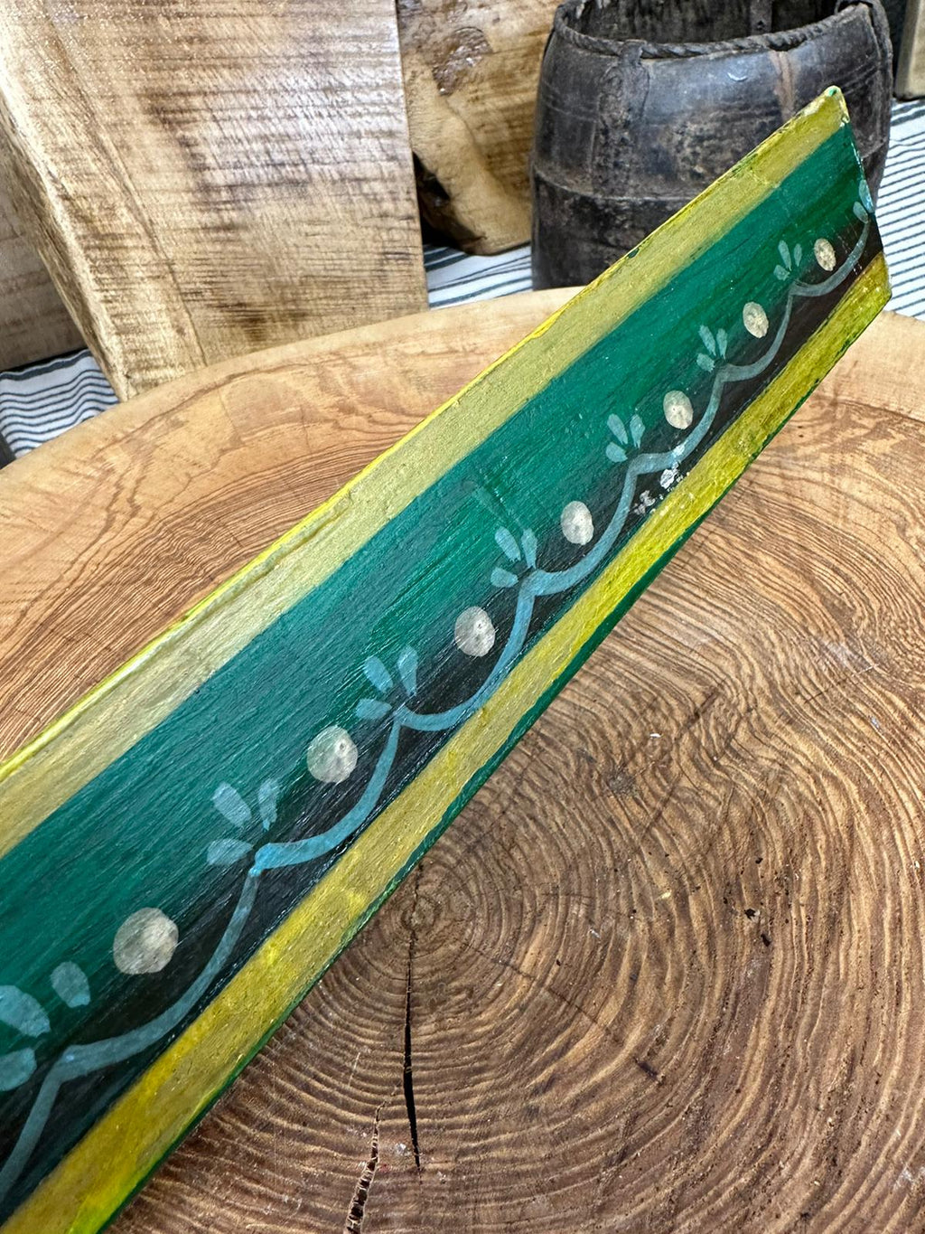 Rustic Wooden Painted Tray Bowl for Bread and Antipasti
