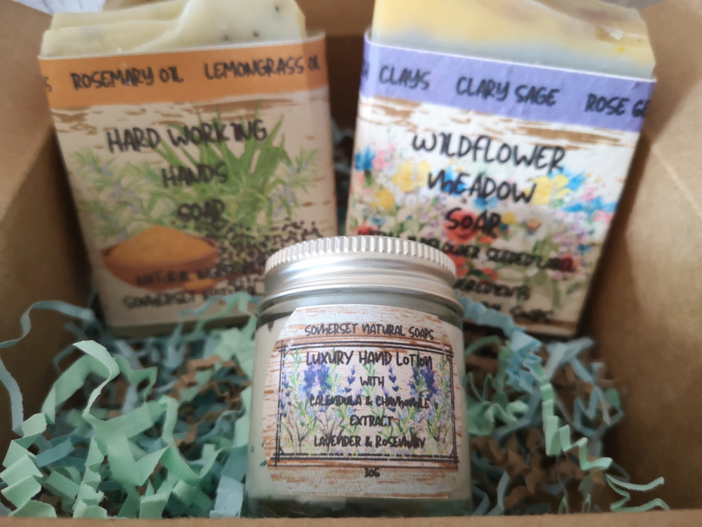 Gardeners Gift Set with Organic Soaps and Hand Lotion
