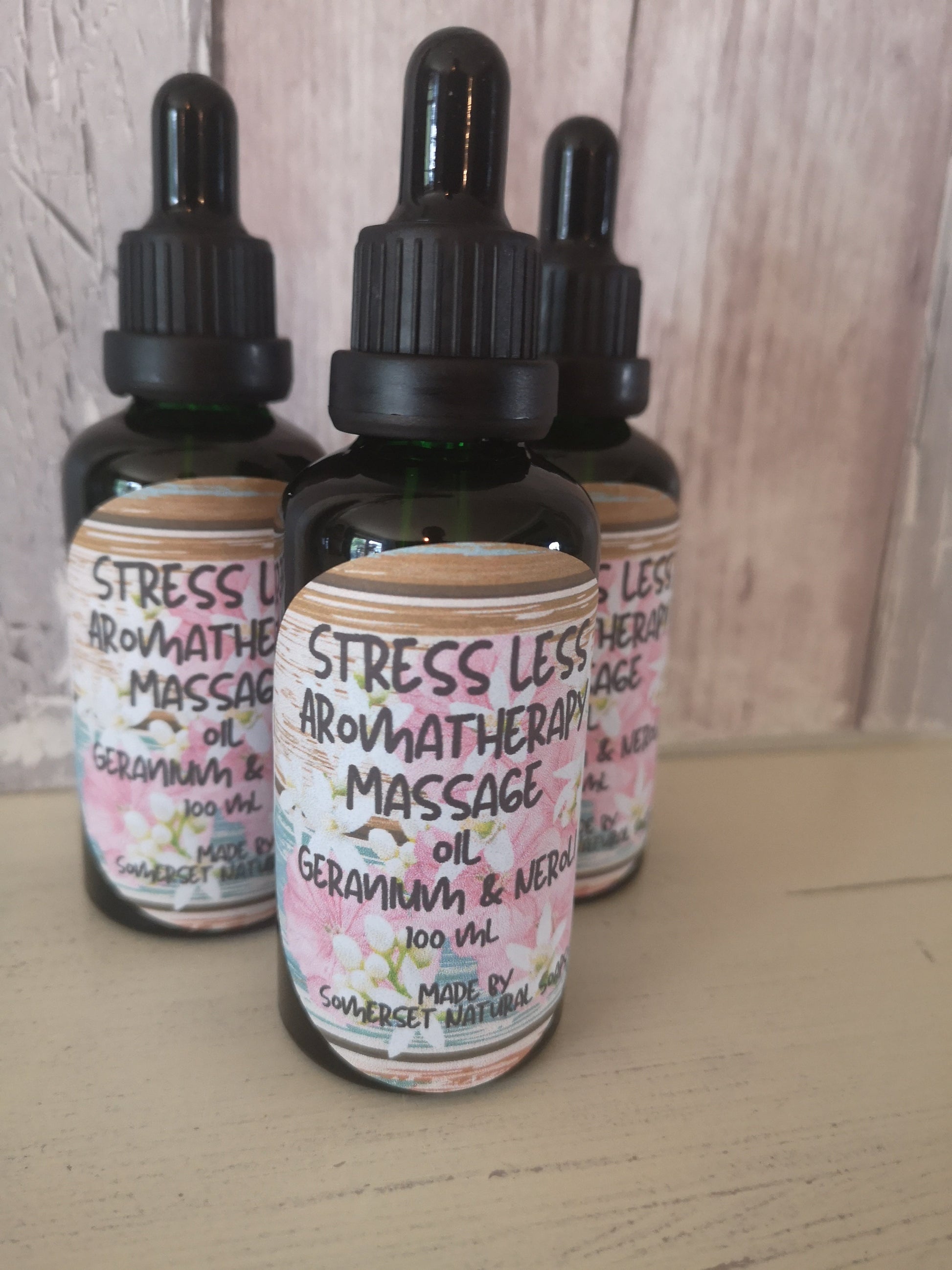 Stress Less Aromatherapy Massage Oil with Geranium and Neroli