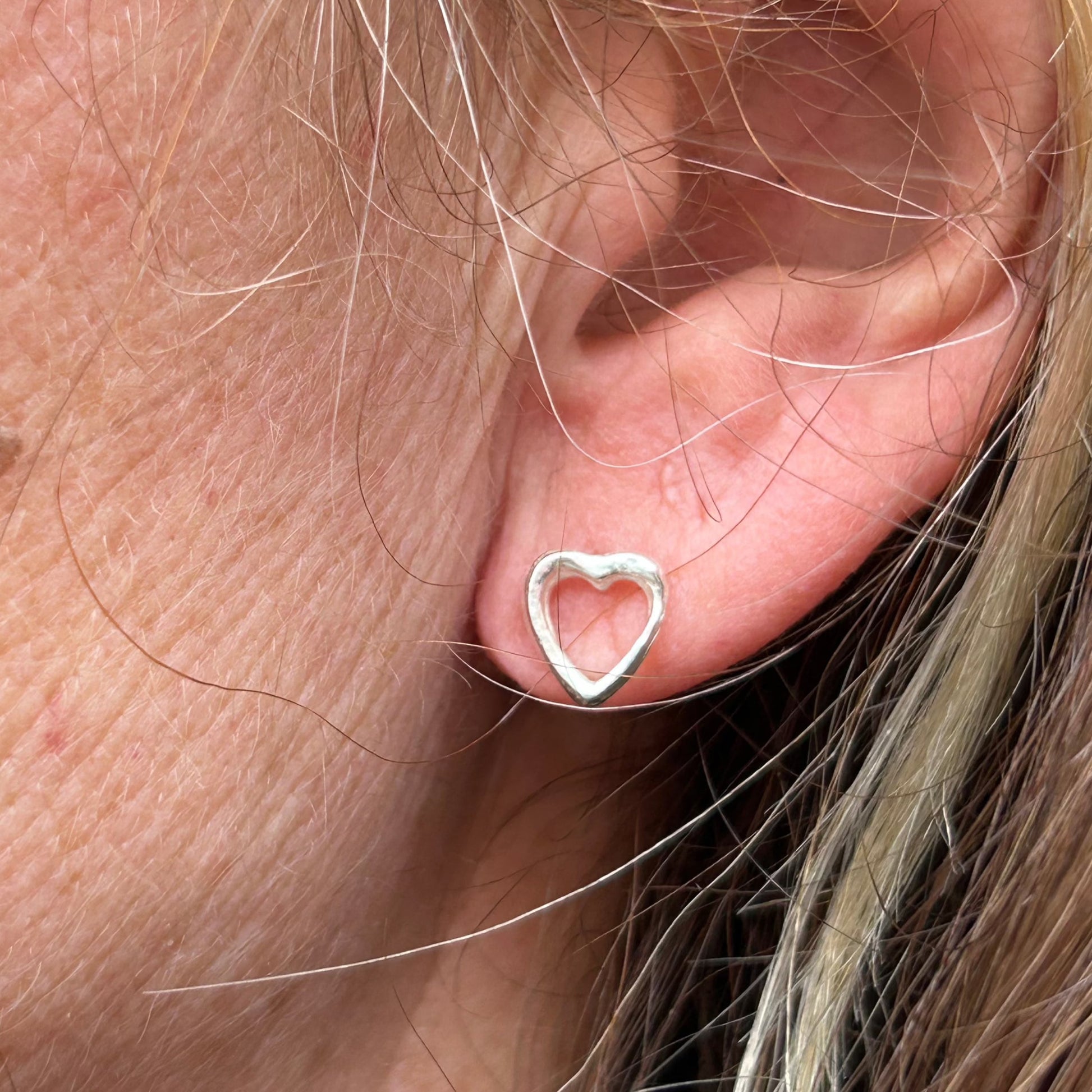 Open Heart Sterling Silver Studs