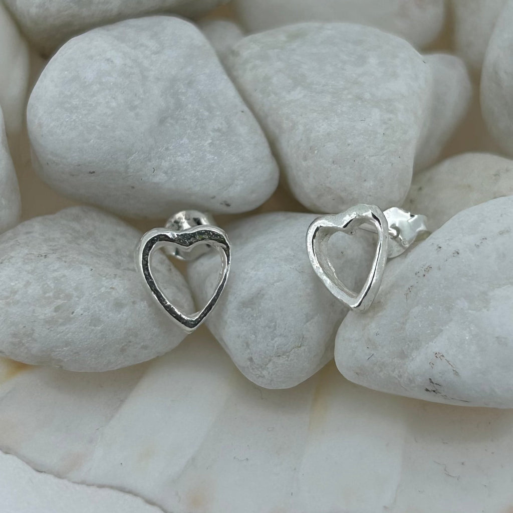 Open Heart Sterling Silver Studs
