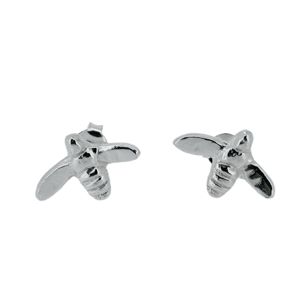 Handmade Honey Bee Studs in Sterling Silver