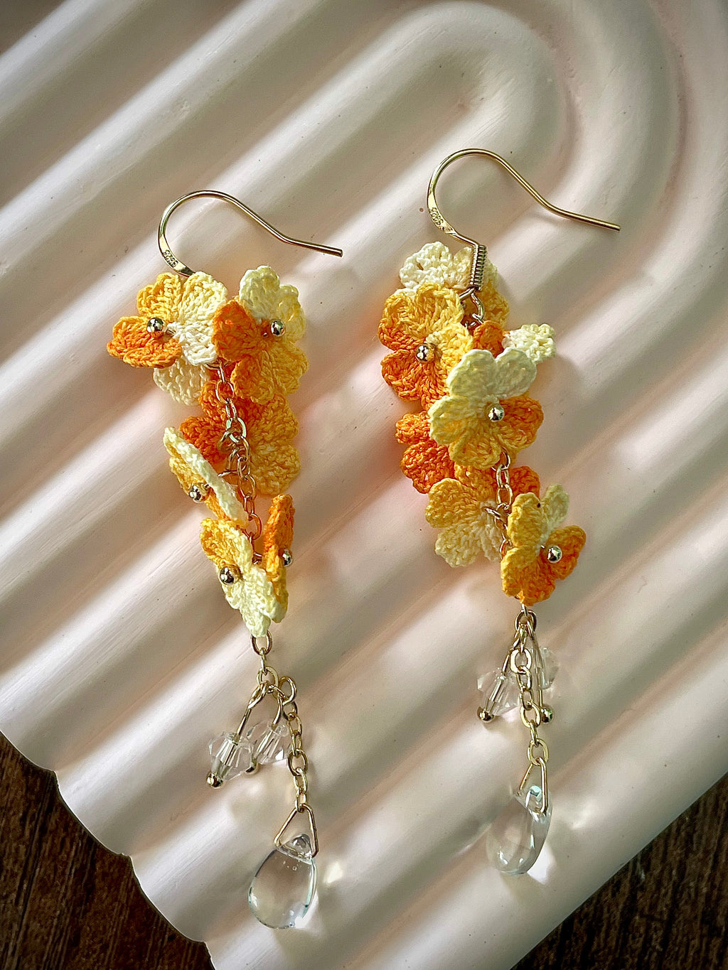 Forget Me Not Micro Crochet Earring Danglers in Gold