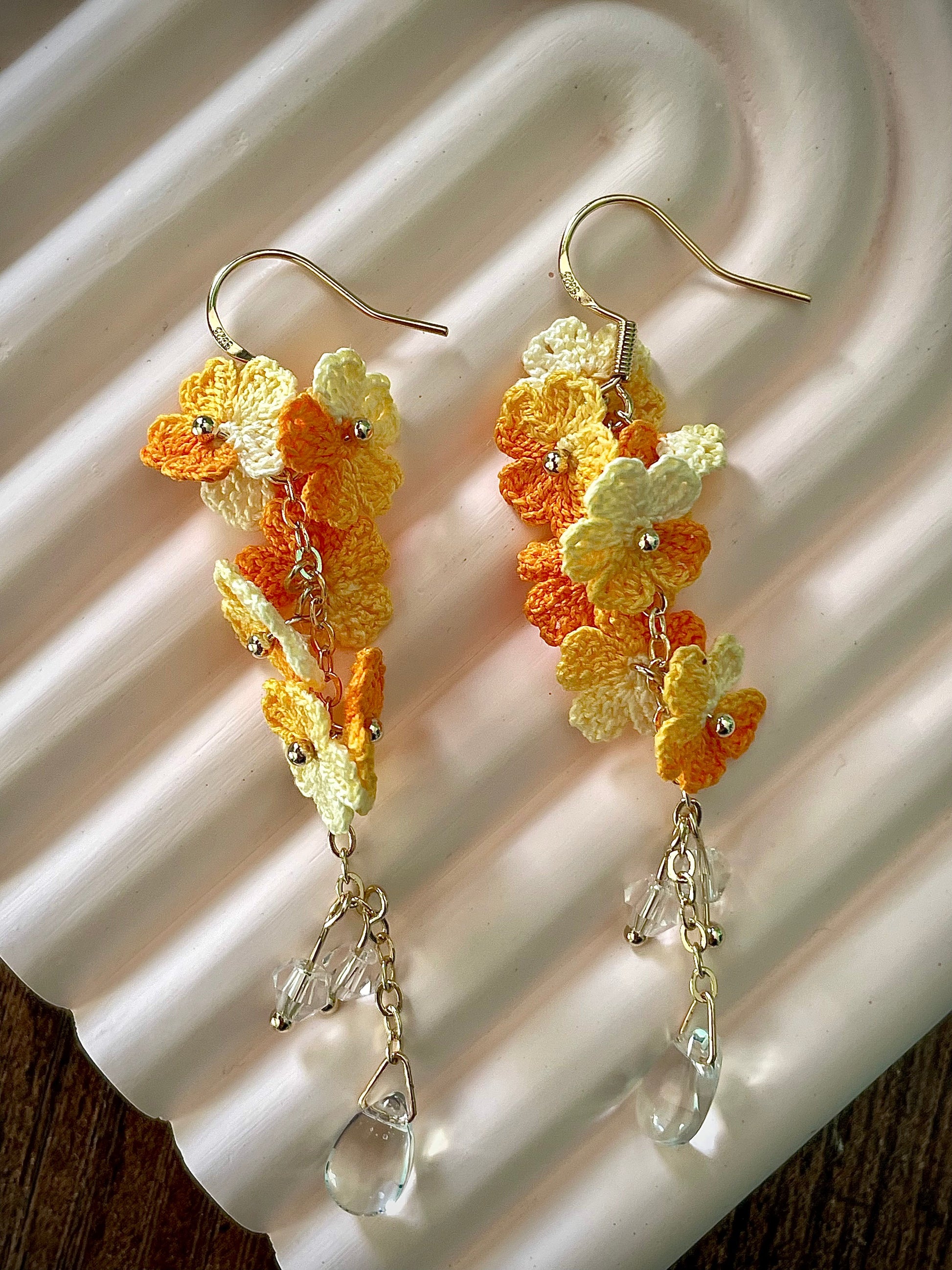Forget Me Not Micro Crochet Earring Danglers in Gold