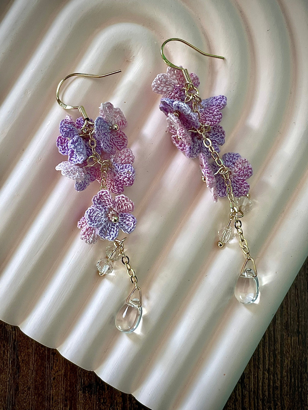 Forget Me Not Micro Crochet Earring Danglers in Gold