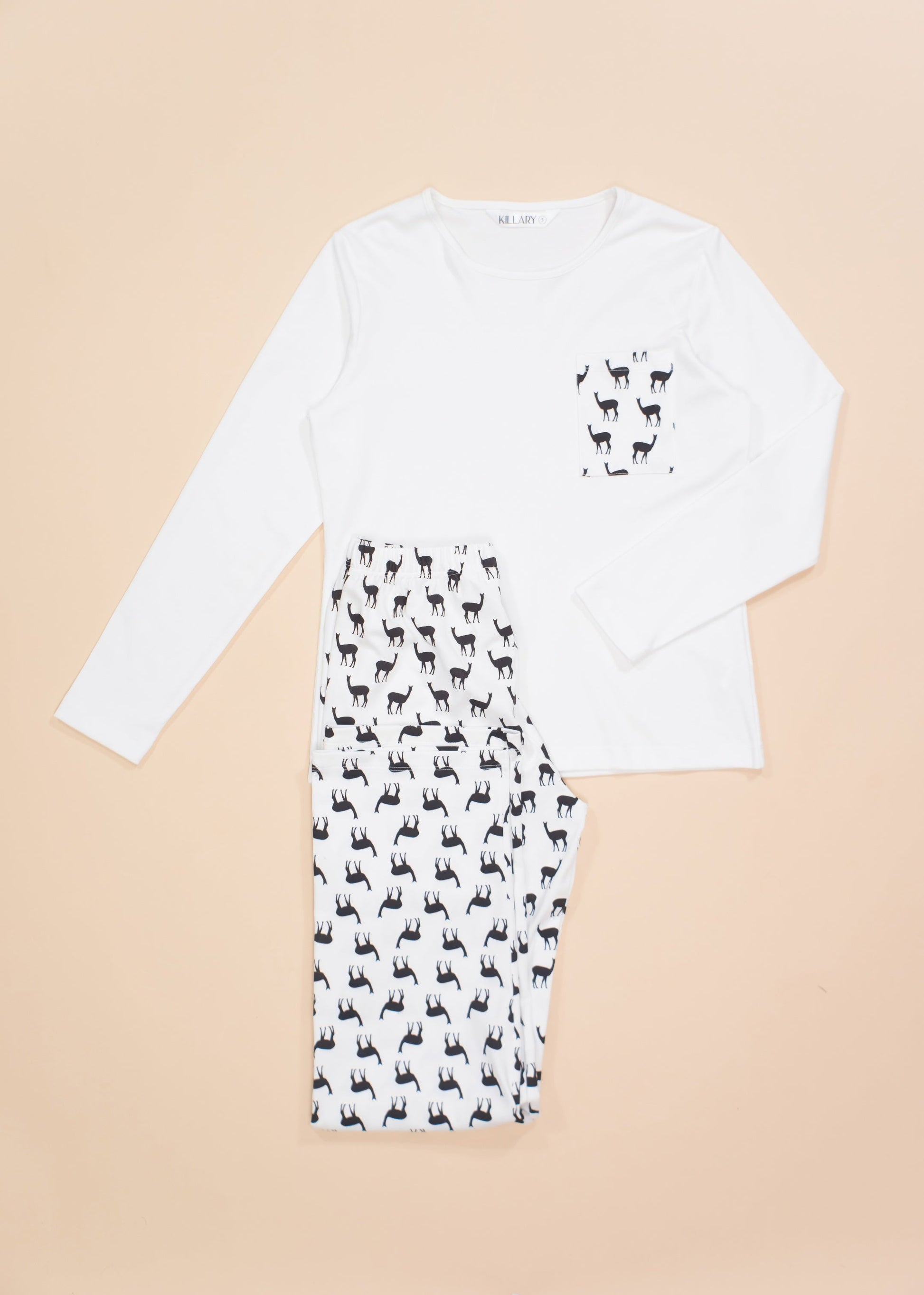 Black and White Vicuna Long Sleeve Pyjama Set