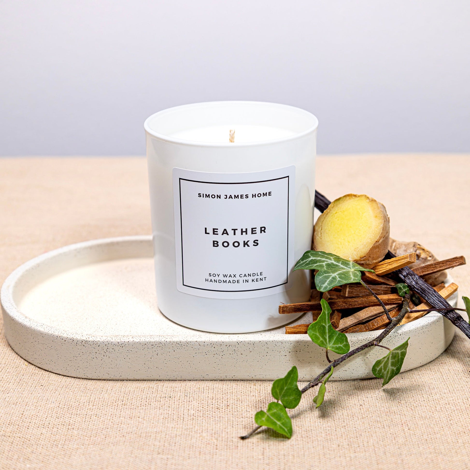 Leather Books Handmade Soy Wax Candle