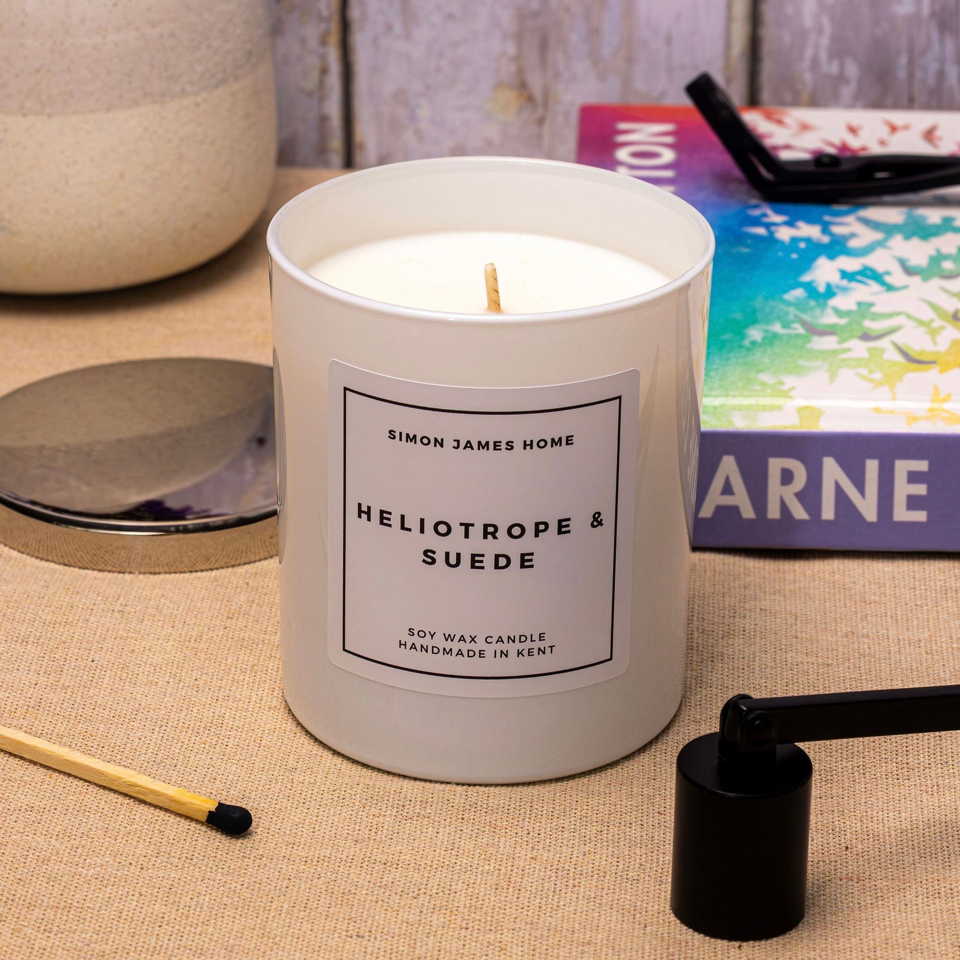 Heliotrope and Suede Handmade Soy Wax Candle