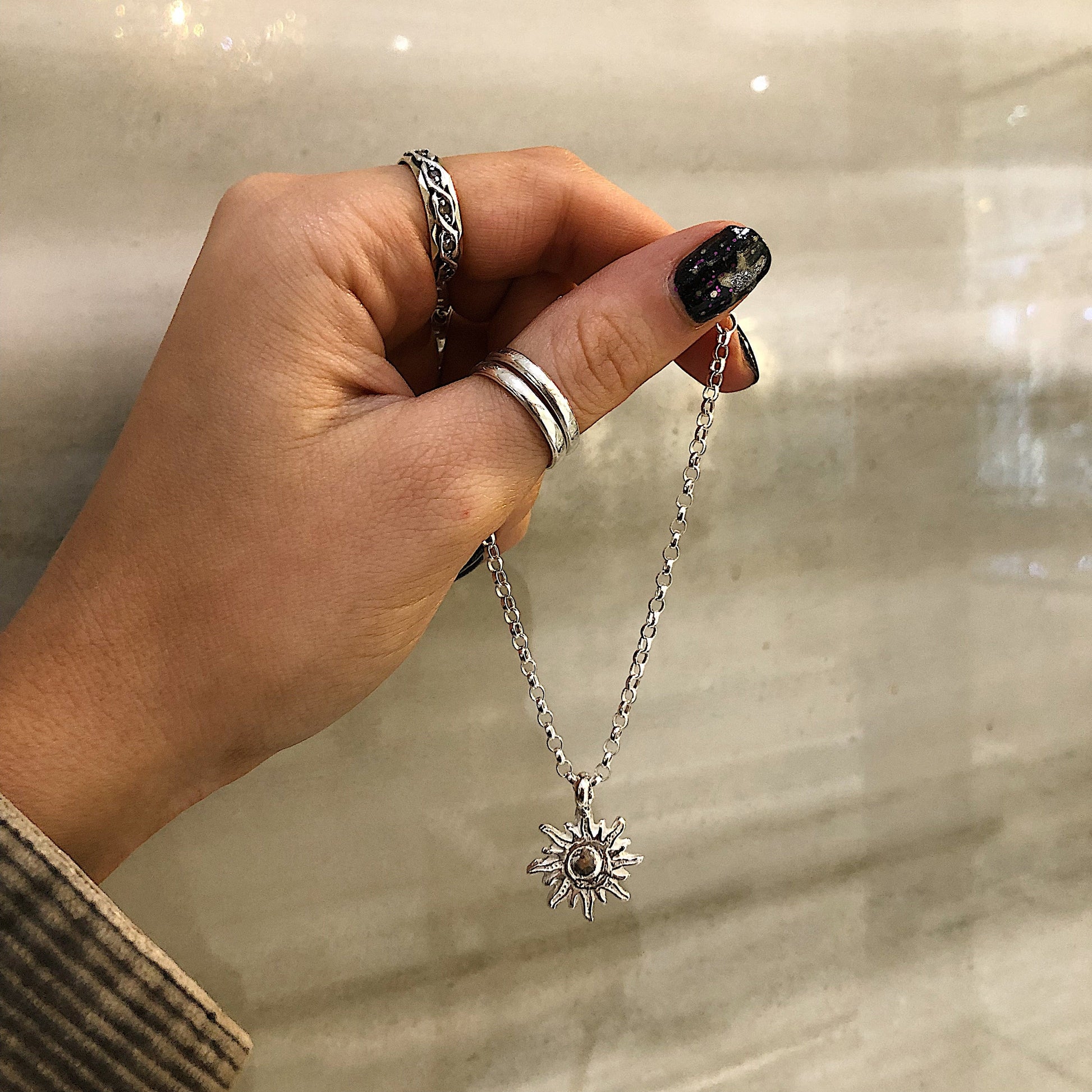 Sun of Hope Sterling Silver Charm Anklet