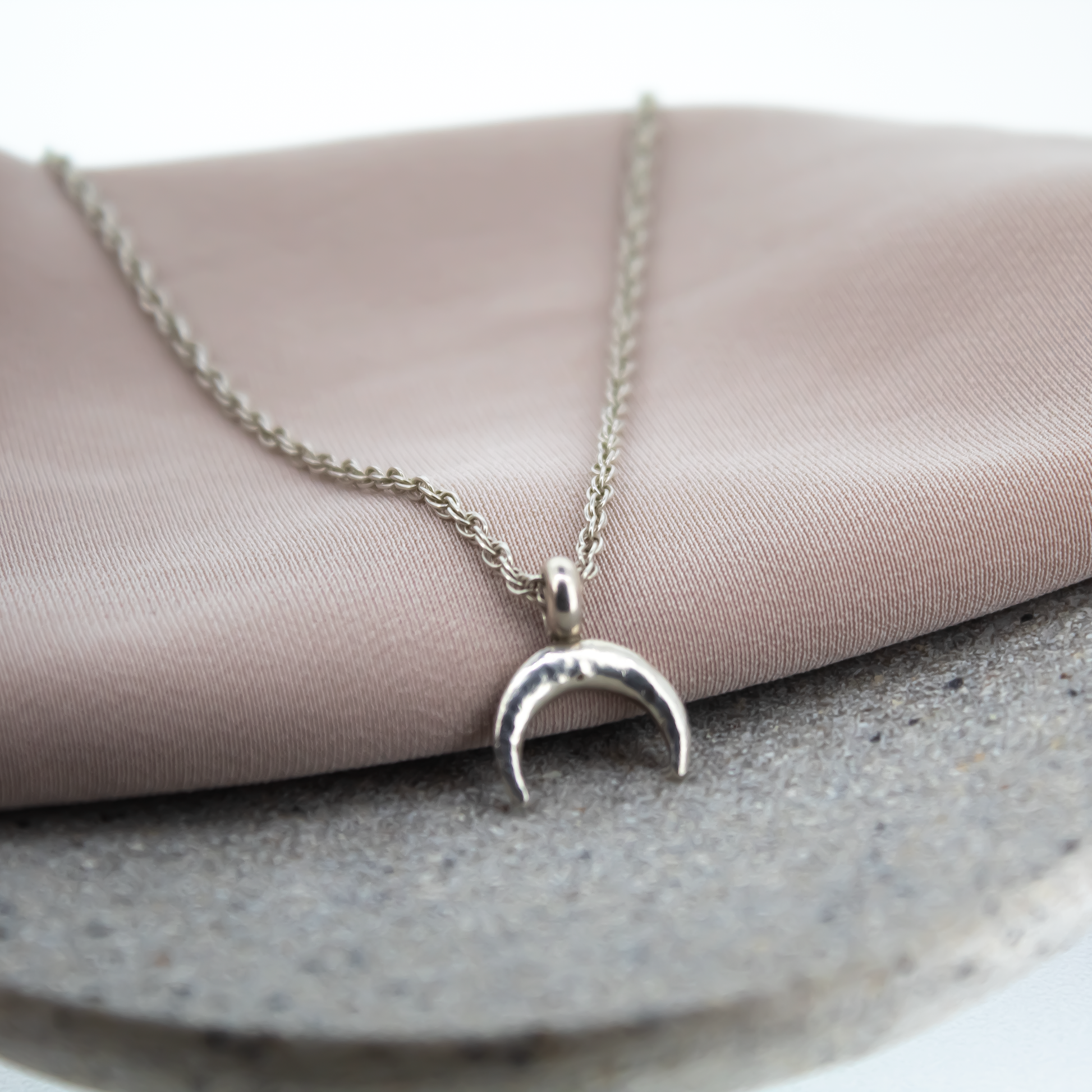 Crescent Horn Charm Necklace in Sterling Silver