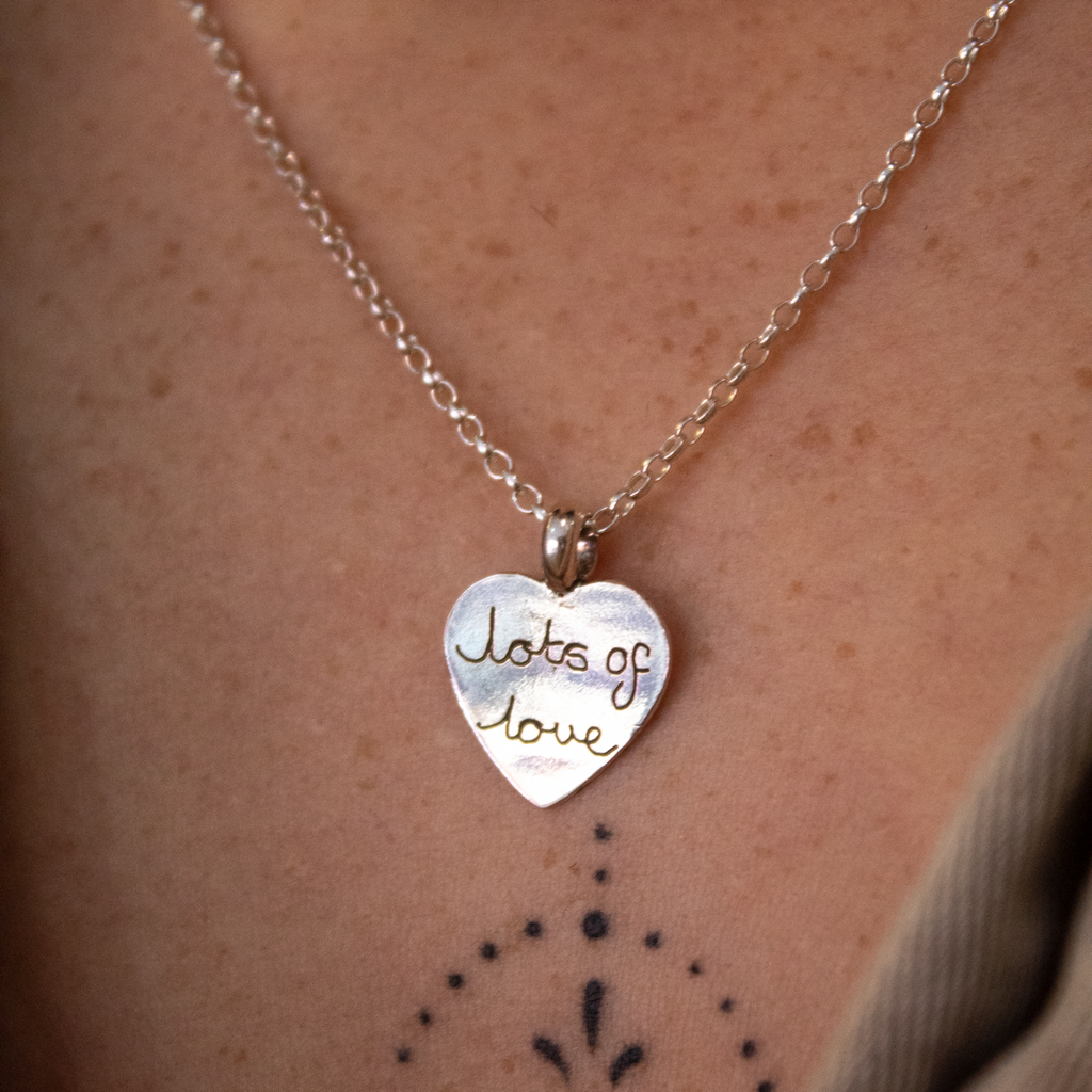 Fingerprint Heart Necklace in Sterling Silver and Gold