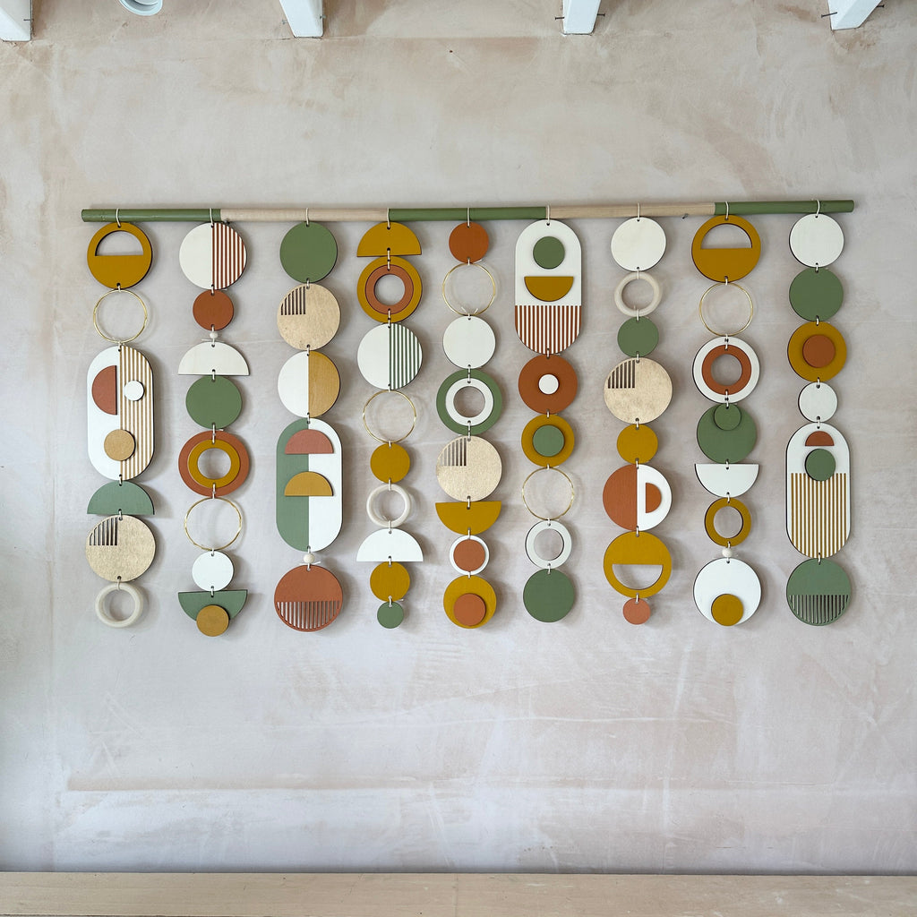 Modern Geometric Wall Art in Green and Gold