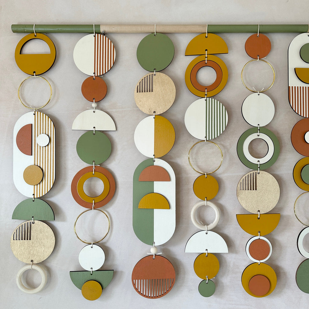 Modern Geometric Wall Art in Green and Gold