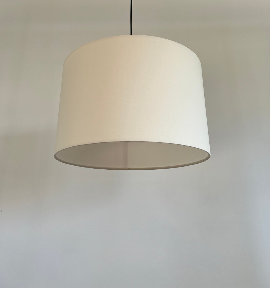 Cream cotton drum lampshade/ ceiling shade with a white lining