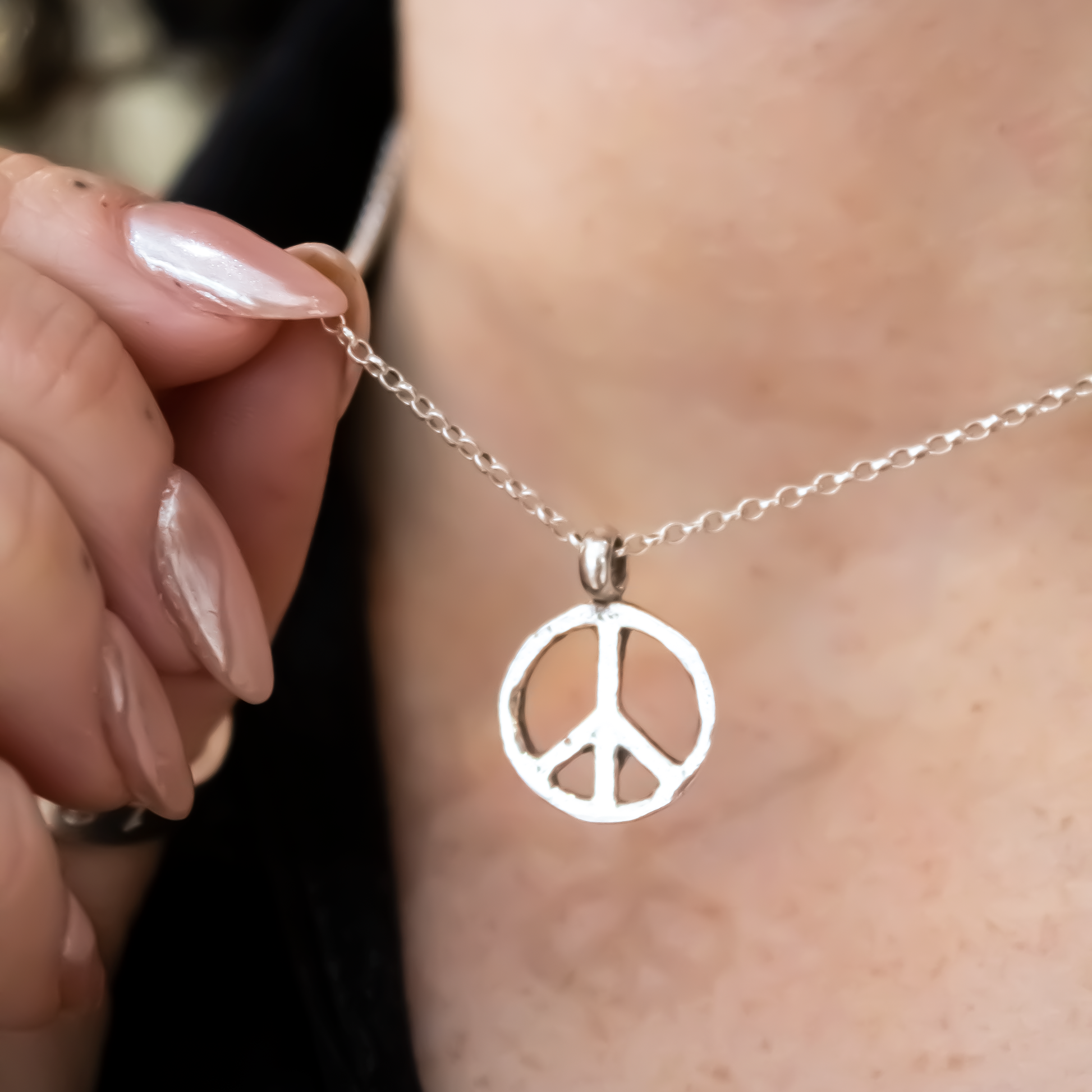 Sterling Silver Peace Necklace Handmade