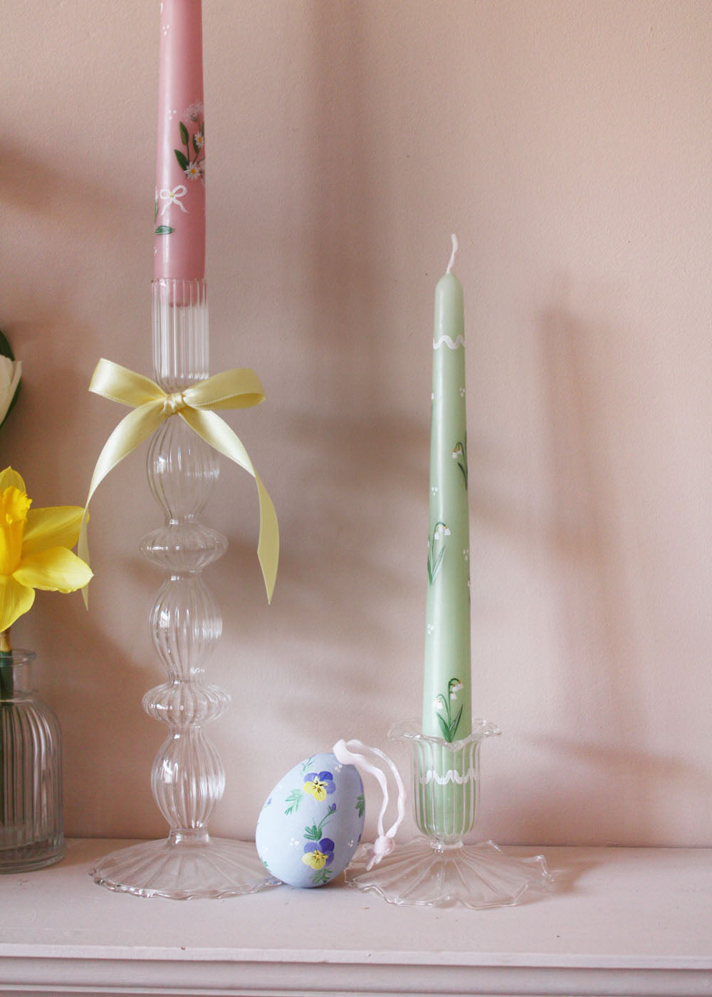 Snowdrop Hand Painted Candle