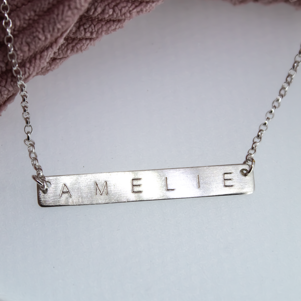 Personalised Sterling Silver Bar Necklace