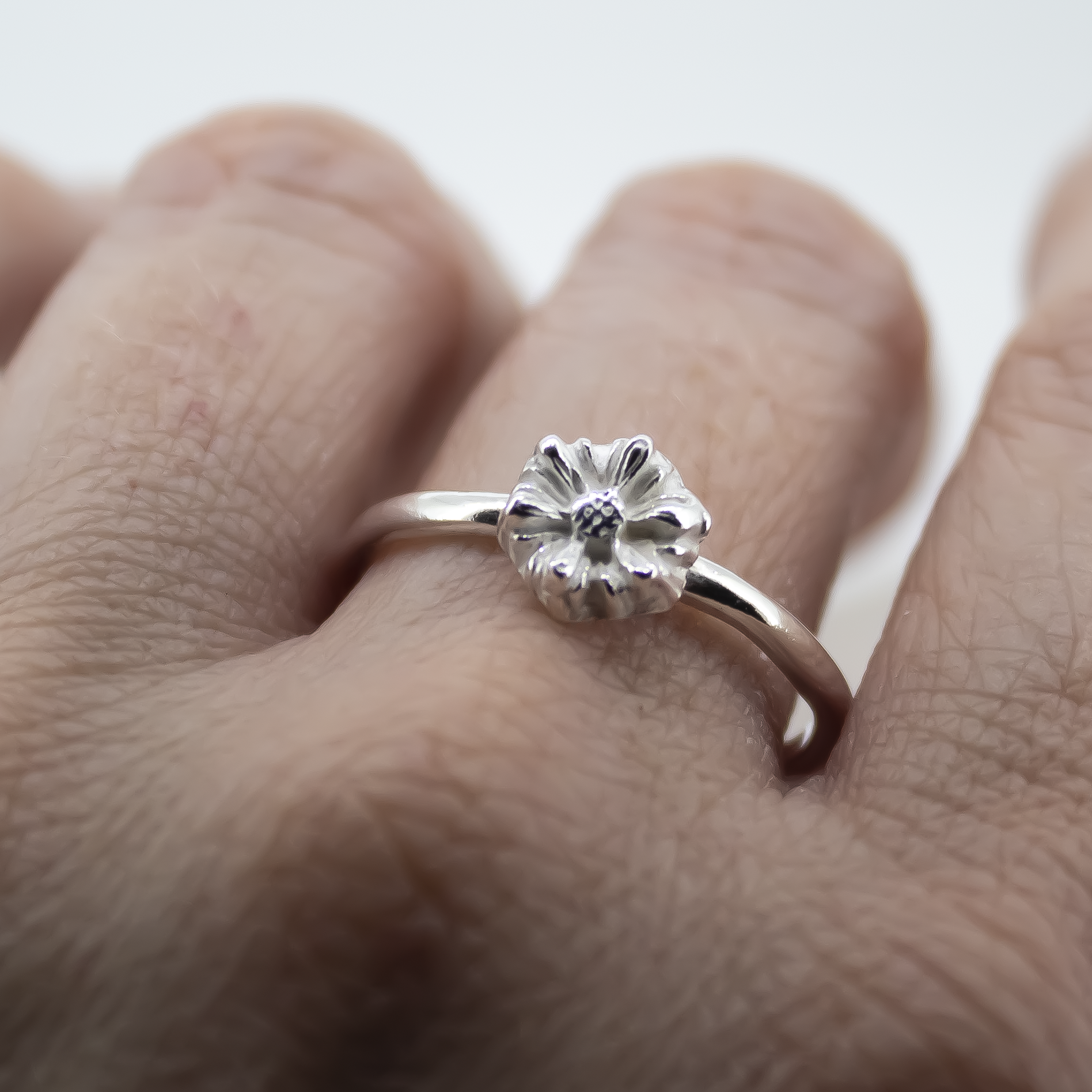 Daisy Charm Ring in Recycled Sterling Silver