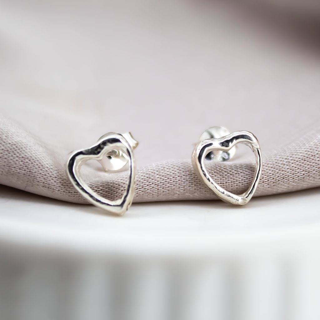 Open Heart Sterling Silver Studs