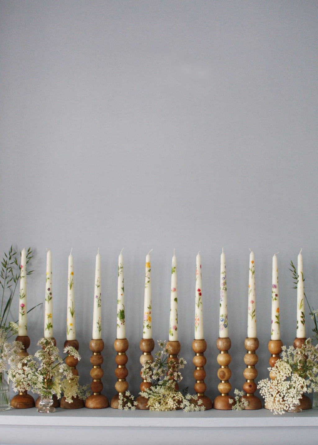 Birth Flower July Water Lily and Larkspur Hand Painted Candle