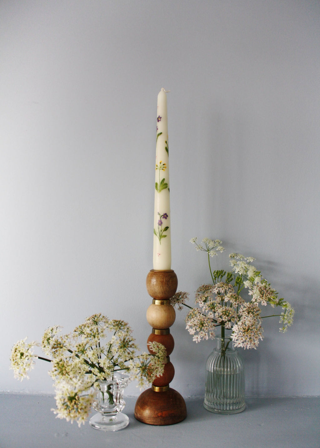 Birth Flower Primrose and Violets Hand Painted Candle February