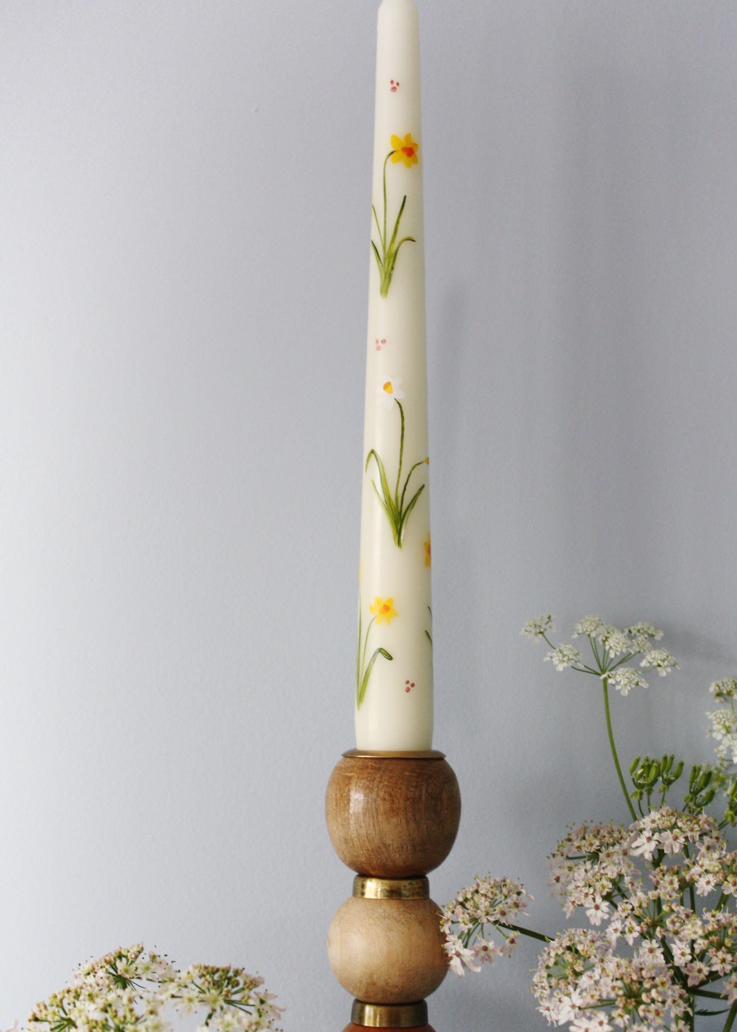 Birth Flower March Daffodils Hand Painted Candle