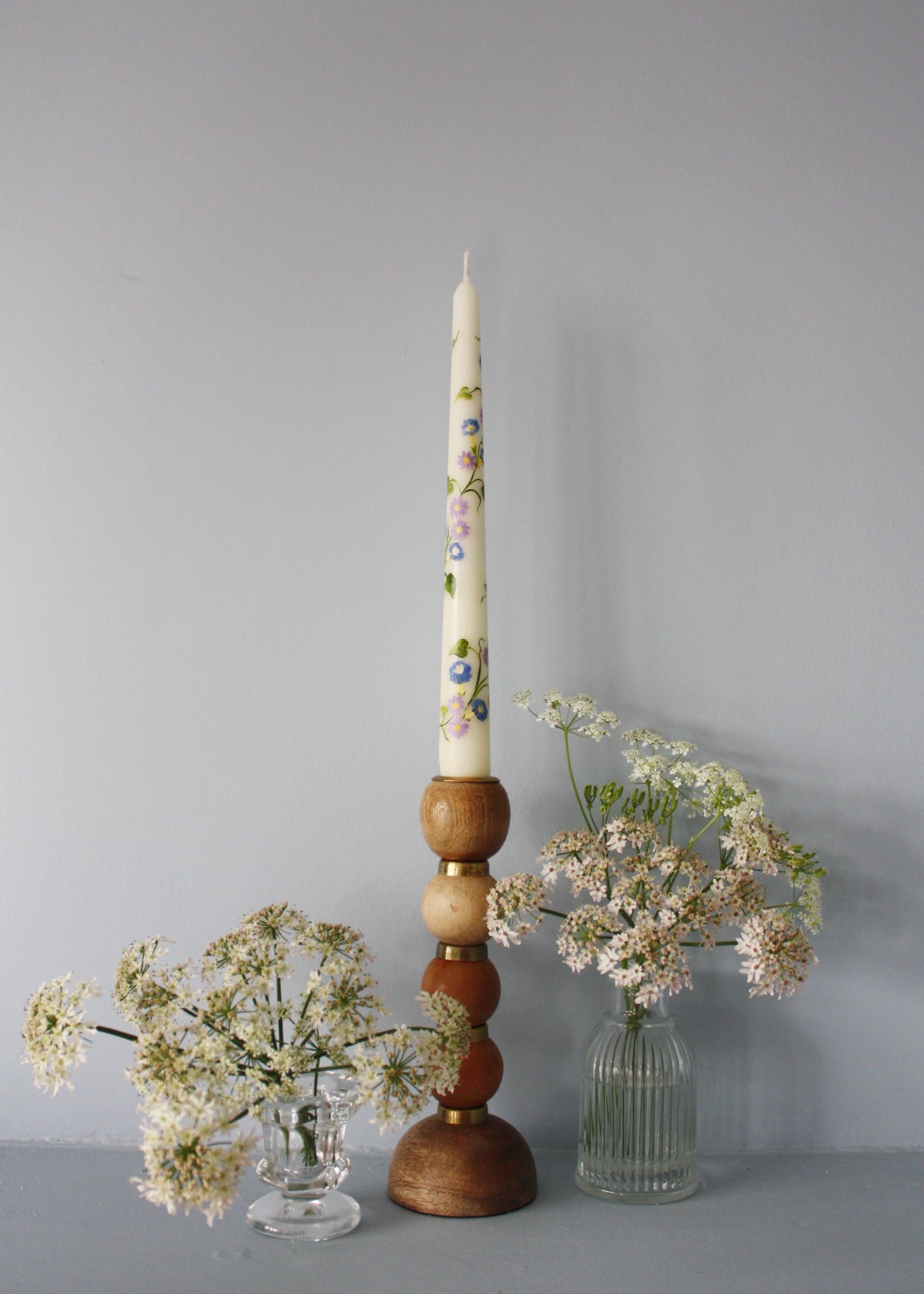 Birth Flower September Morning Glory and Aster Hand Painted Candle