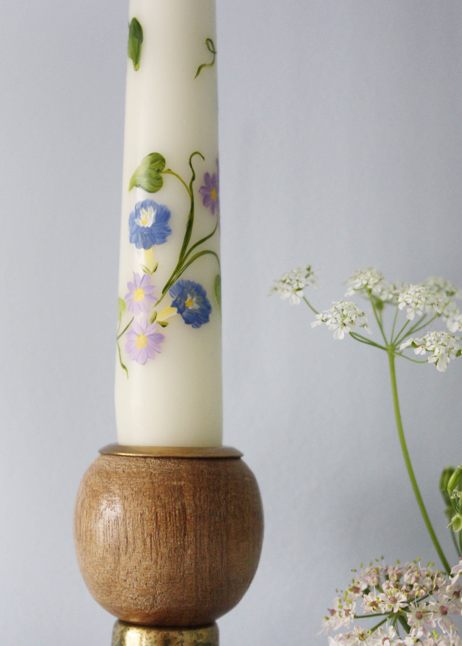 Birth Flower September Morning Glory and Aster Hand Painted Candle