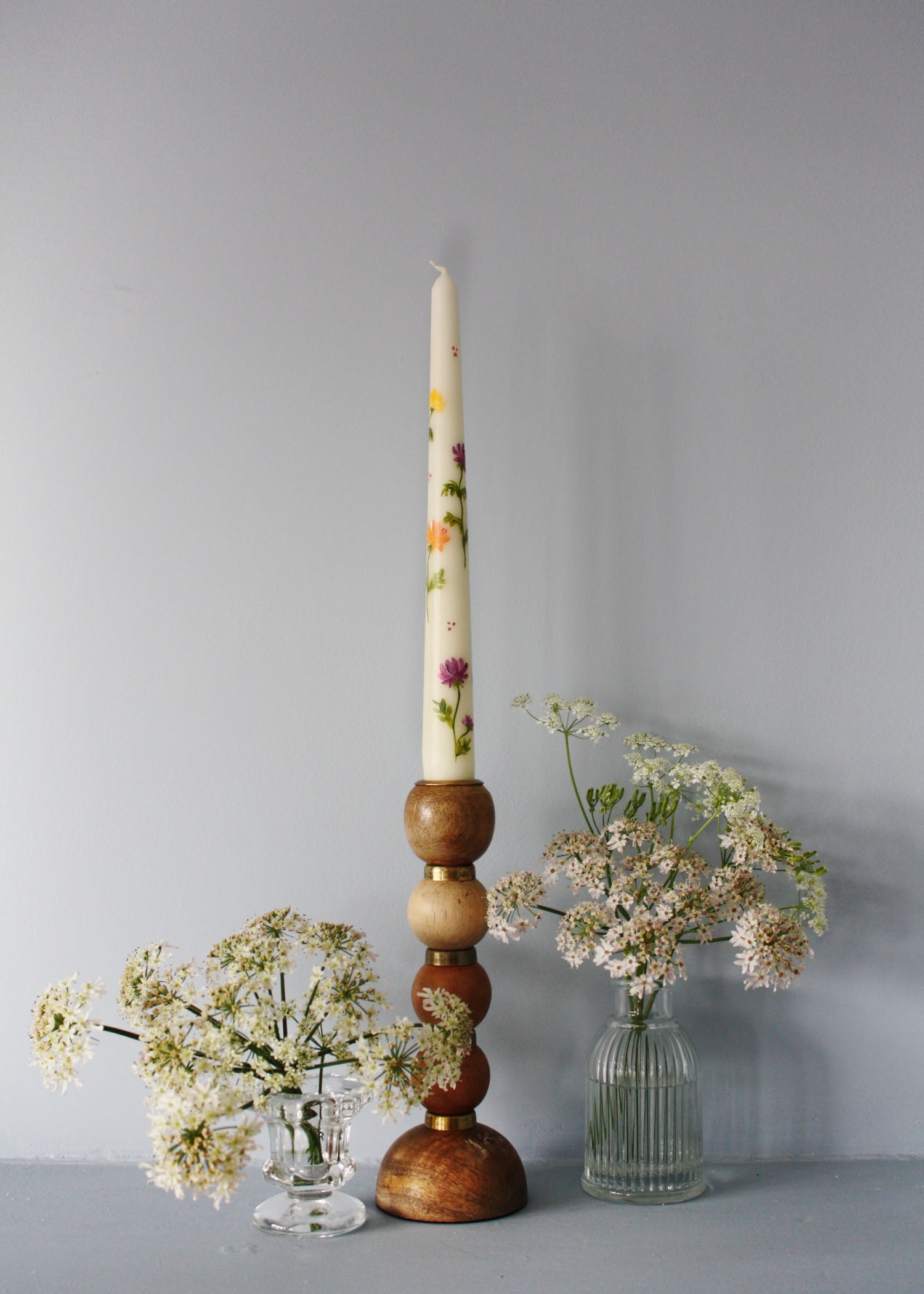 November Chrysanthemum Birth Flower Hand Painted Candle