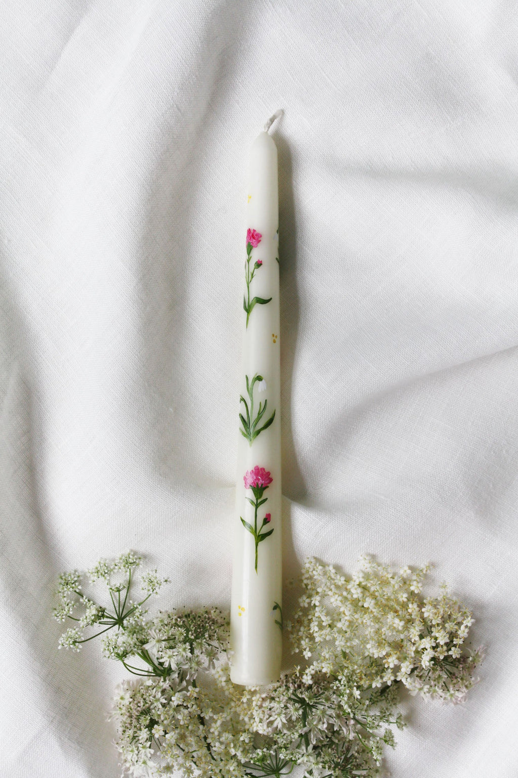 Birth Flower Candle Set 12 Month Collection Carnations and Snowdrops
