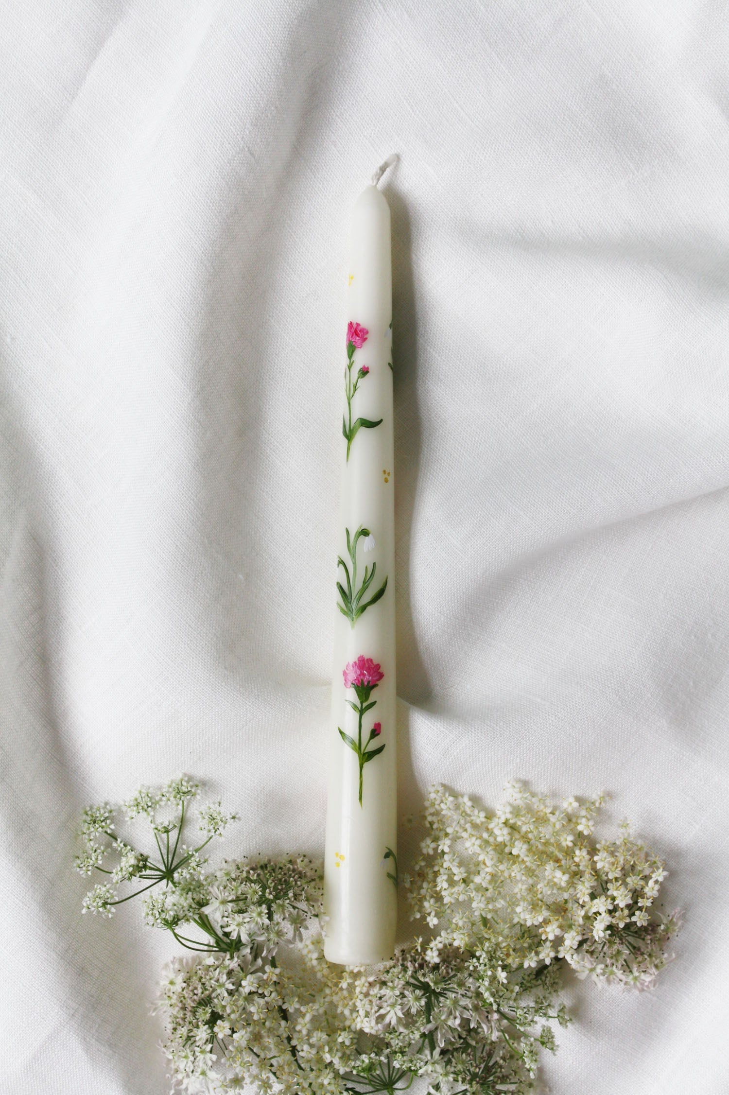 Birth Flower Candle Set 12 Month Collection Carnations and Snowdrops
