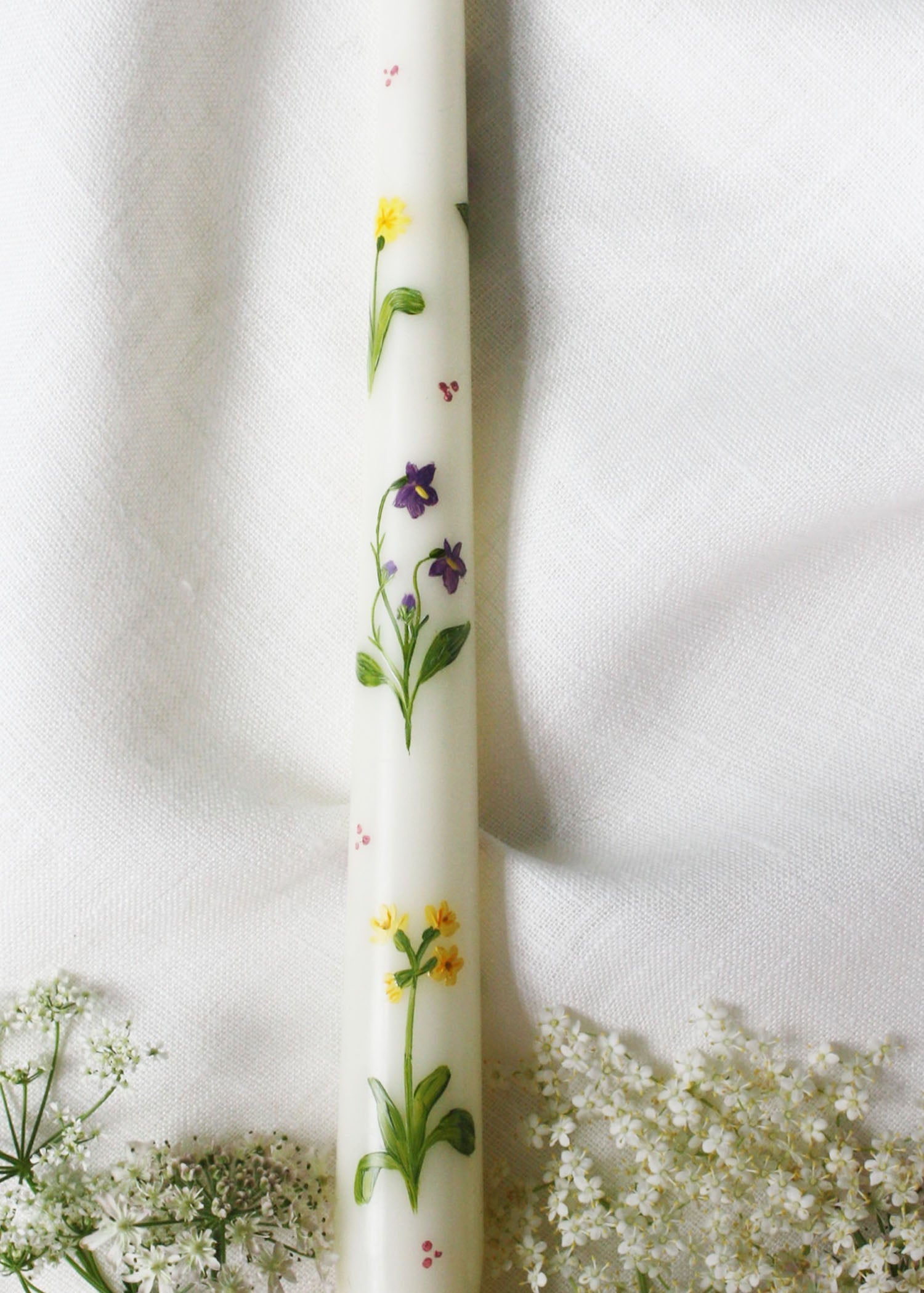 Birth Flower Primrose and Violets Hand Painted Candle February