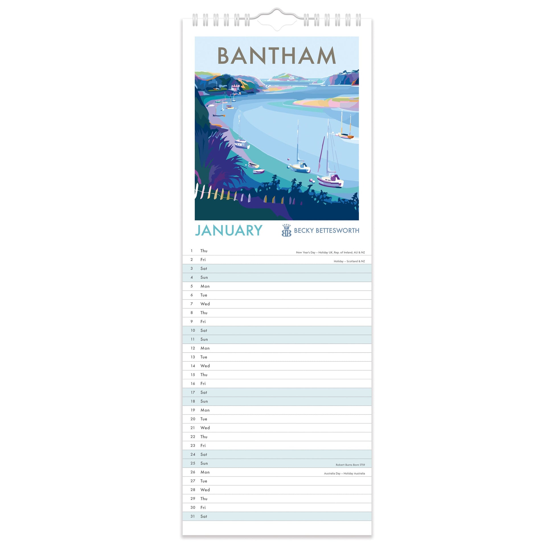2026 Seaside Art Slim Line Calendar