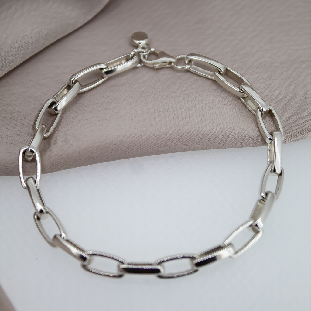 Chunky Box Chain Bracelet in Sterling Silver