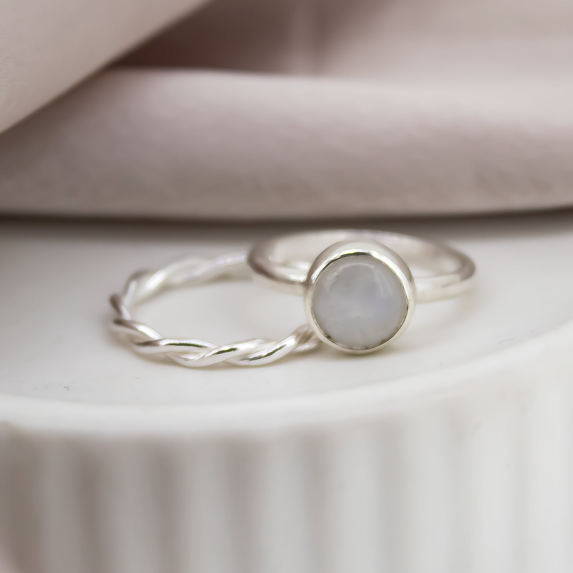 Rainbow Moonstone Ring in Sterling Silver