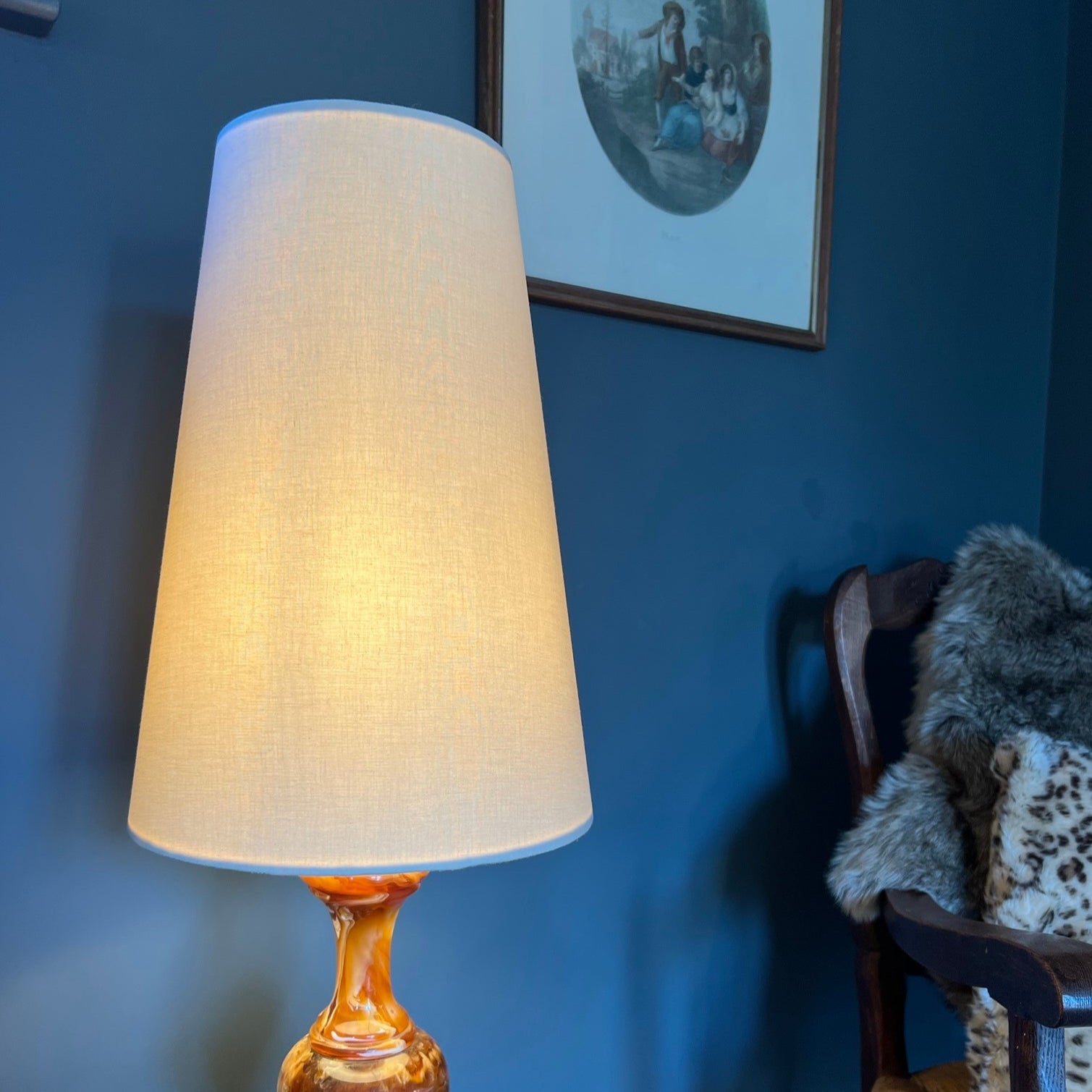 Cream cotton cone lampshade, extra tall lampshade