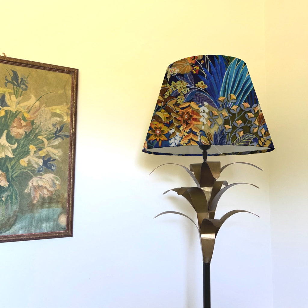 Floral midnight velvet coolie lampshade/ ceiling light shade, empire lampshade