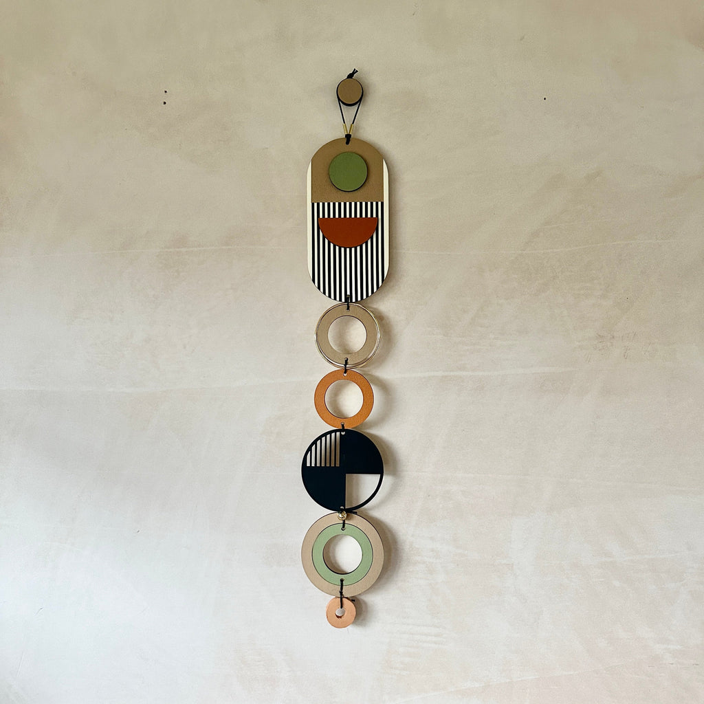 Modern Geometric Wall Hanging in Burnt Orange and Olive