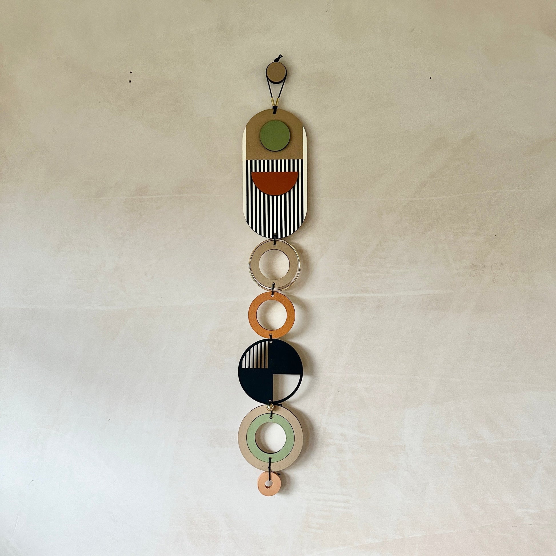 Modern Geometric Wall Hanging in Burnt Orange and Olive