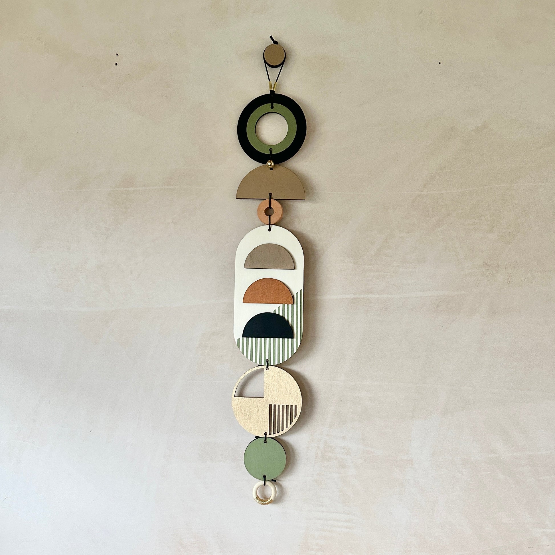 Modern Geometric Wall Hanging in Burnt Orange and Olive
